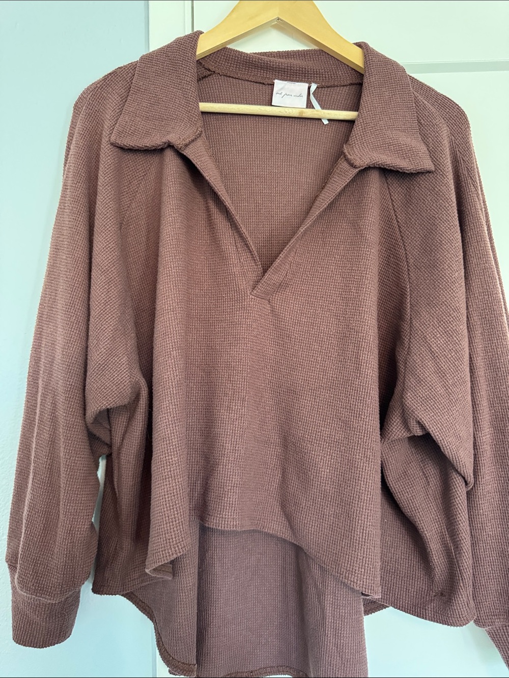 Urban Outfitters Waffle-Knit V-Neck Sweater - Dusty Mauve